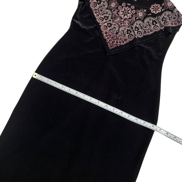 Vintage Y2K Next Up Boho Whimsygoth Velvet Maxi‎ Dress Black XS Small Bandana - Picture 10 of 11